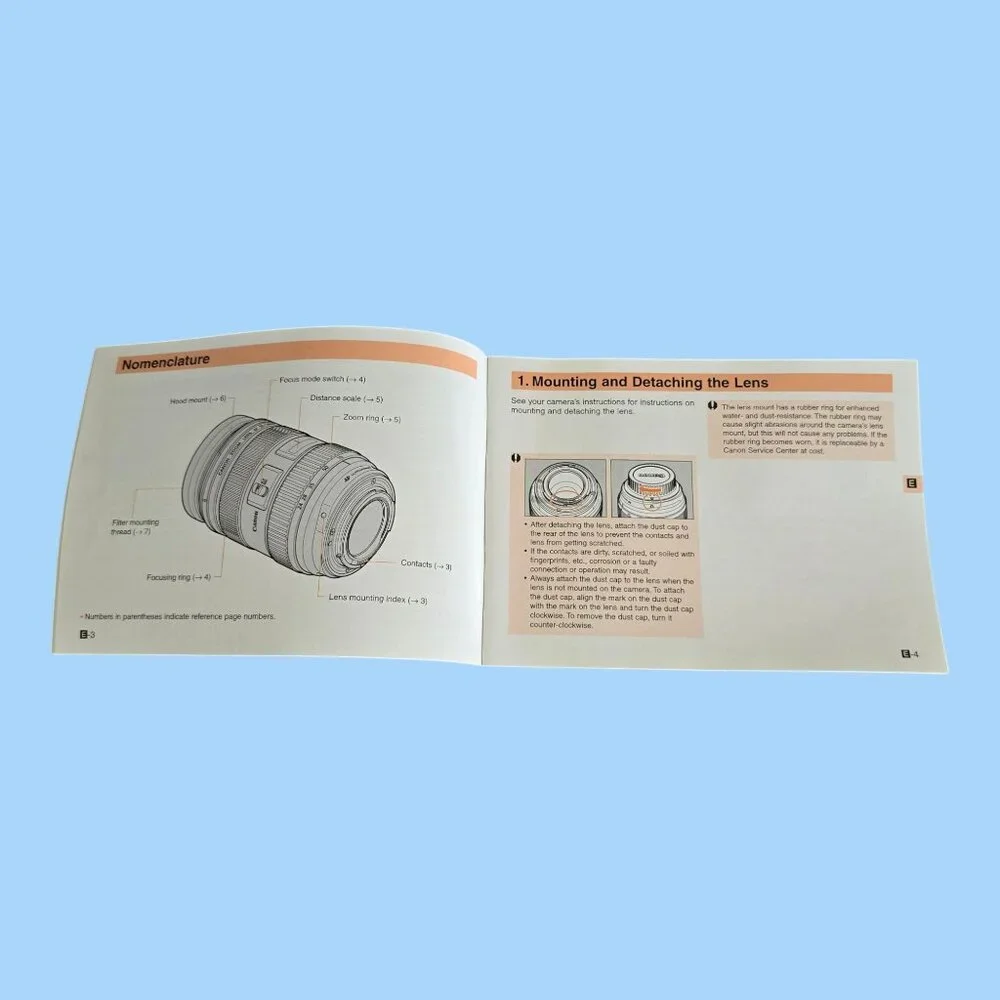 Set of 4 Canon EF Lens Instruction Manuals User Guides EF24-70, EF100, EF100-400